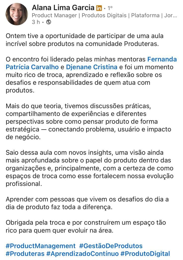 Post do LinkedIn